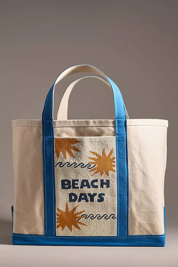 Beaded Large Canvas Tote Bag | Anthropologie (US)