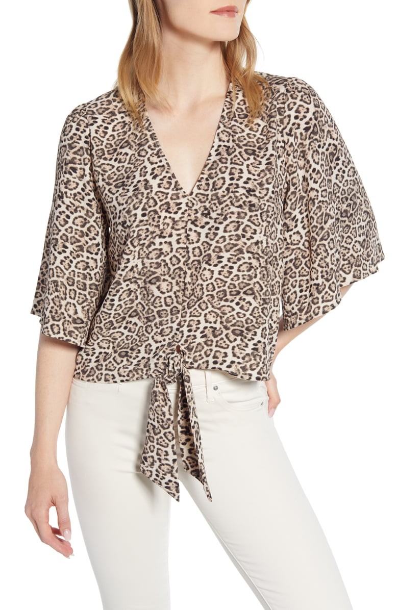 1.STATE Tie Front Leopard Print Blouse | Nordstrom | Nordstrom