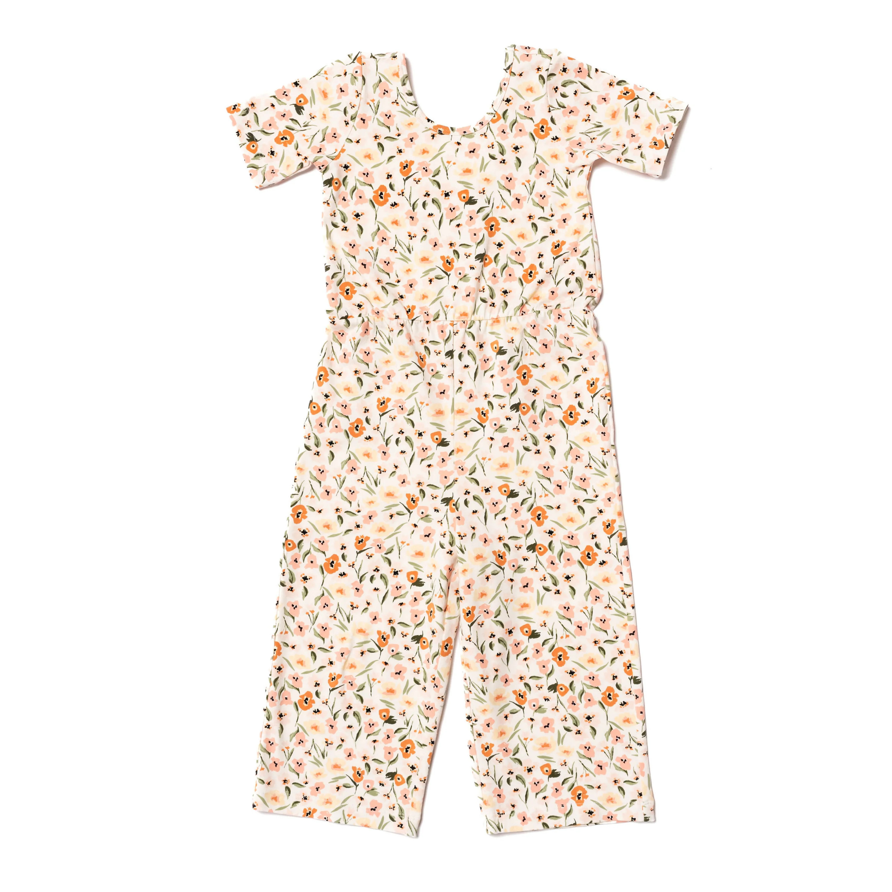 The Short Sleeve Wide Leg Jumpsuit in Peach Petal | Alice + Ames