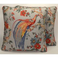 Set Of 2 18"" Pheasant Decorative Throw Pillows, Waverly Olana Shadow Bird Floral Designer Pillow & Forms, Living Room Sofa | Etsy (US)