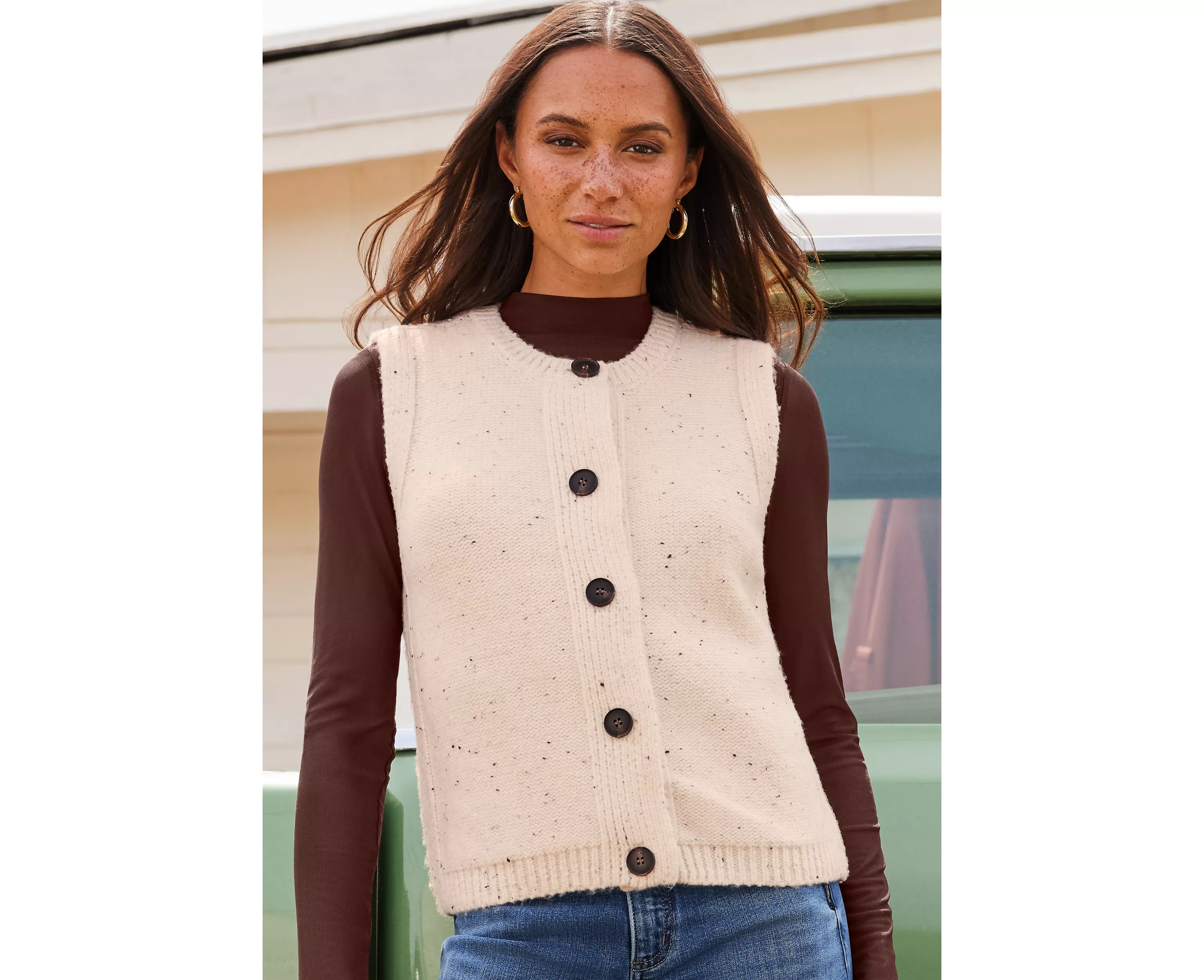 Speckled Button Front Sweater Vest | maurices | Maurices