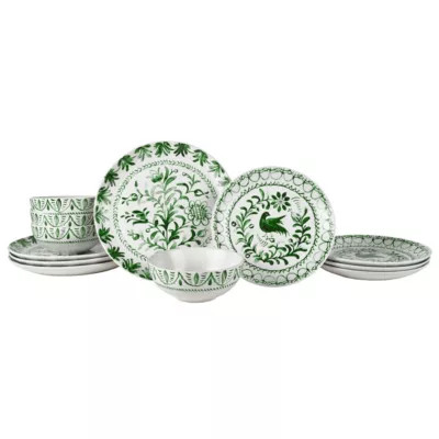 Fitz and Floyd Sicily 12-Piece Dinnerware Set, Green, Service for 4 | Belk