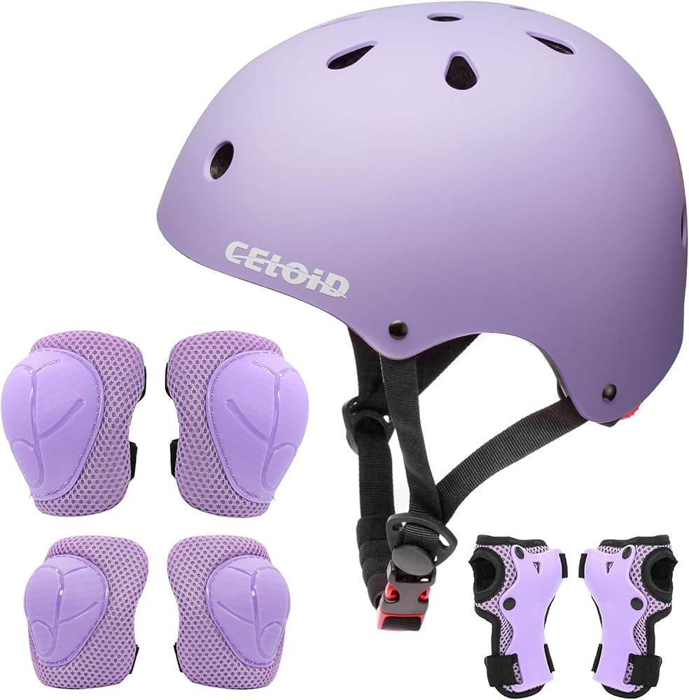 Kids Bike Skateboard Helmet Pad Set,Toddler Cyling Protective Gear Knee & Elbow Pads Wrist Guards... | Amazon (US)