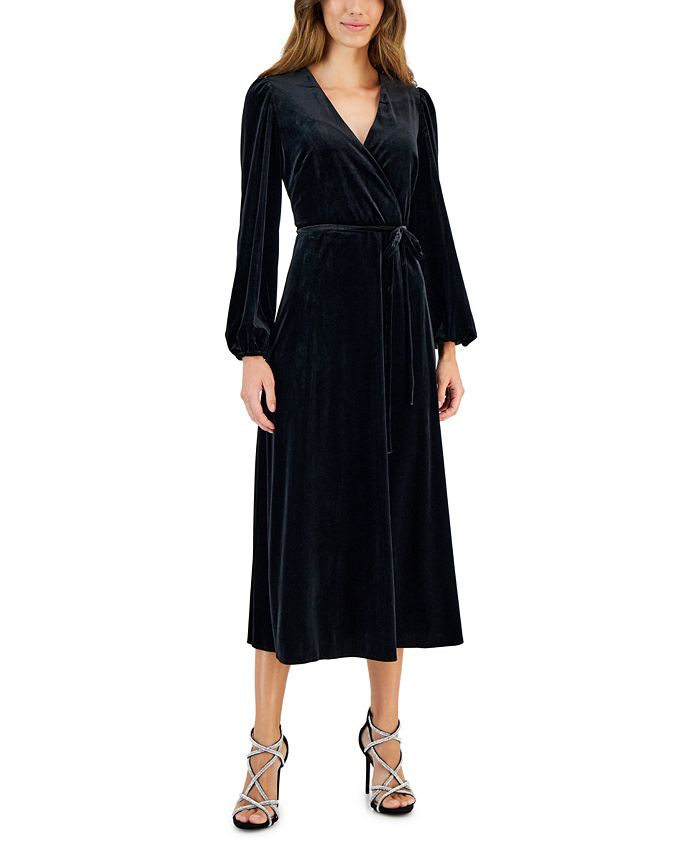 INC International Concepts Women's Faux-Wrap Velour Dress, Created for Macy's & Reviews - Dresses... | Macys (US)
