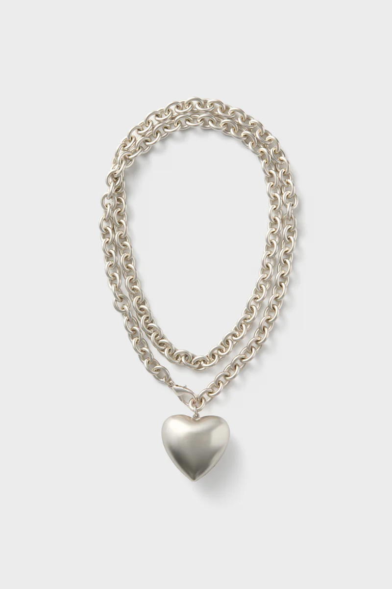 Silver Puffy Heart Necklace | Tuckernuck (US)