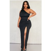 Plus Black One Shoulder Side Split Maxi Dress | PrettyLittleThing CAN