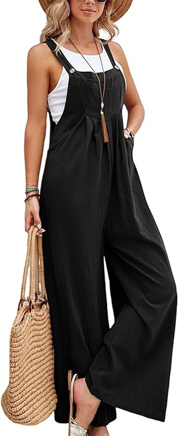 Dqbeng Overalls for Women Loose Fit Black Jumpsuits for Women Wide Leg Jumpsuit Summer Jumpsuit f... | Amazon (US)