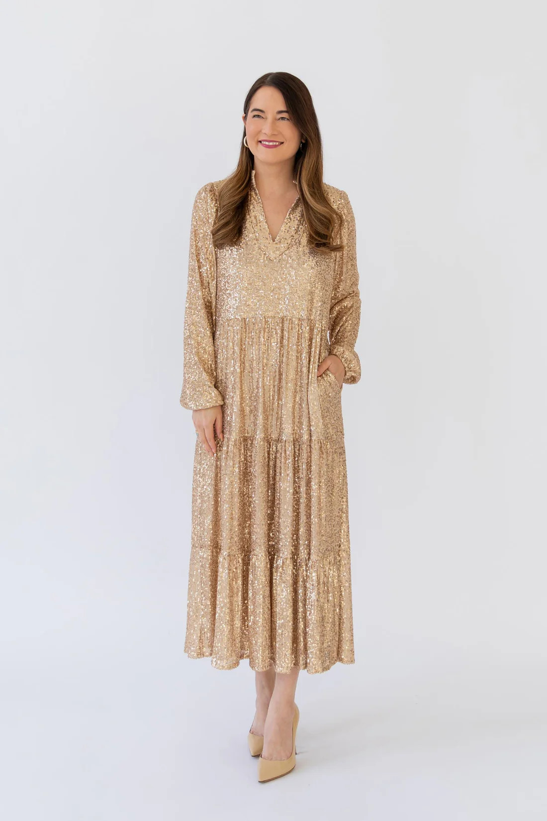 Gold Anne Sequin Maxi Dress | Sail to Sable