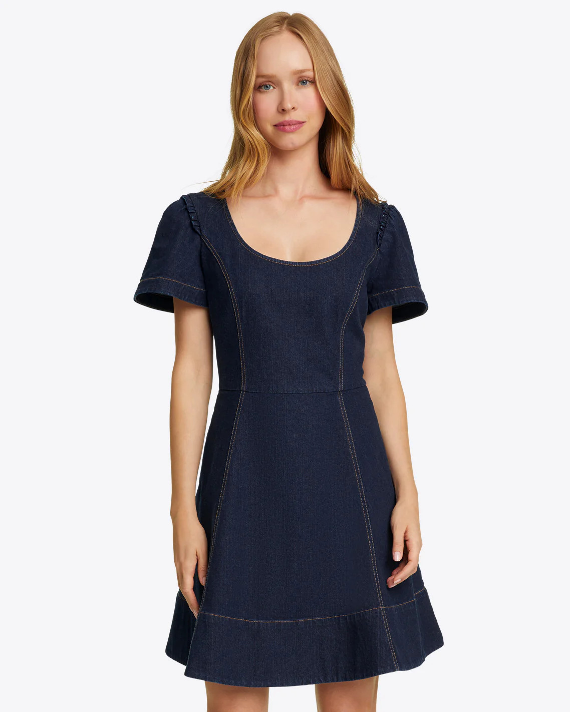 Faith Love Circle Mini Dress in Dark Wash | Draper James (US)