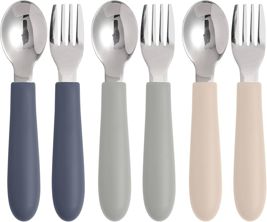 6 Pack Toddler Utensils, Kids Silverware Set with Silicone Handle, Children Safe Forks and Spoons... | Amazon (US)