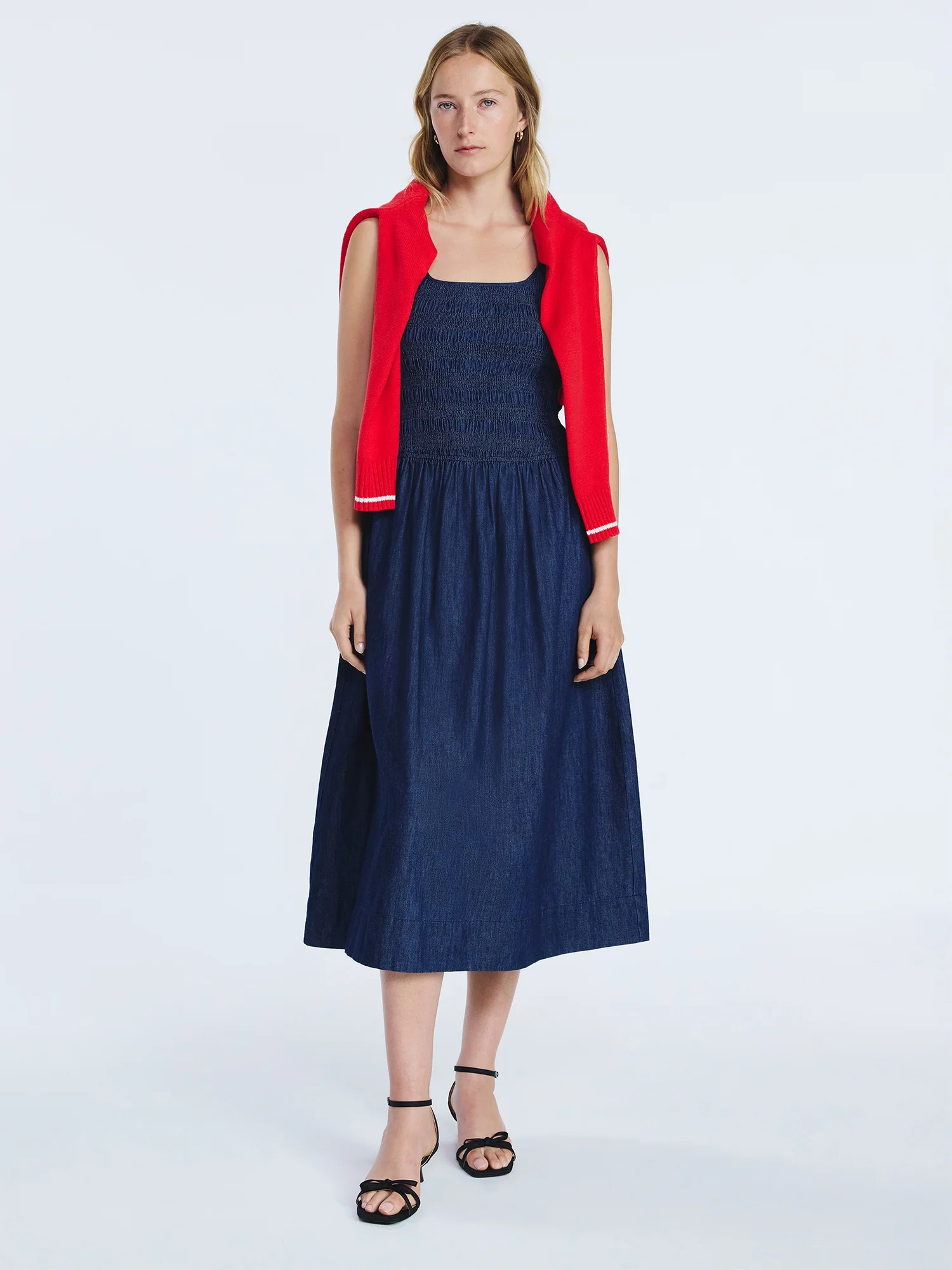 Free Assembly Women's and Women's Plus Cotton Sleeveless Smocked Midi Dress Size-XS to 4X | Walmart (US)