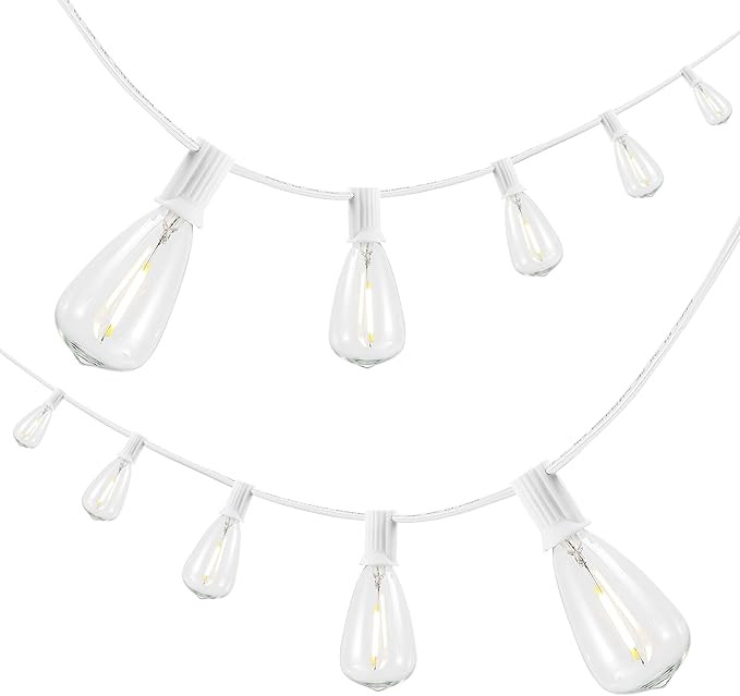 JONATHAN Y 10' White - LED 10-Light Indoor/Outdoor String Lights, Half-Chrome Bulbs, Rustic Indus... | Amazon (US)