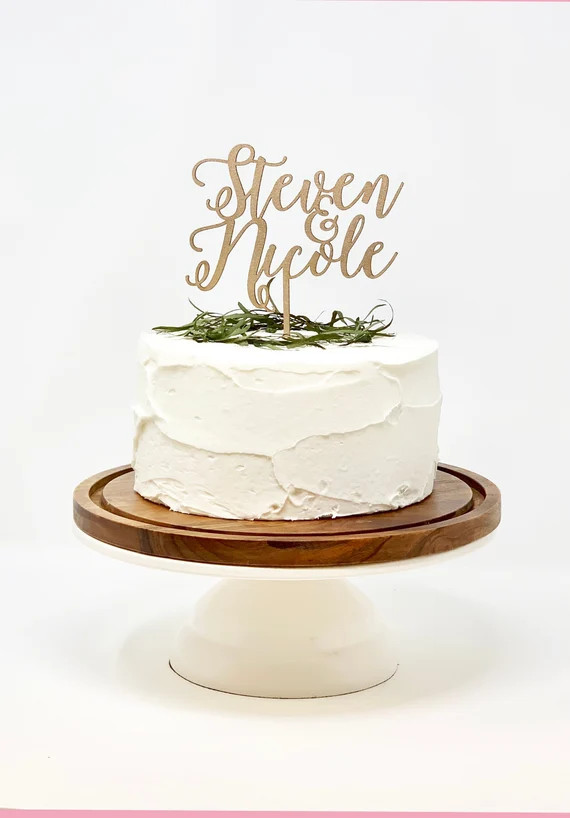 Custom Wedding Cake Topper, Custom Calligraphy first names Wedding Cake Topper Gold Personalized ... | Etsy (US)