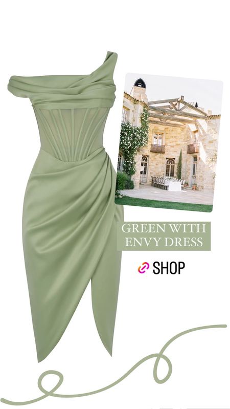 Sage green form fitting corset dress with slit perfect for a vineyard wedding. Raquel Leviss Engagement Party, VPR, Vanderpump Rules  

#LTKSeasonal #LTKwedding #LTKFind