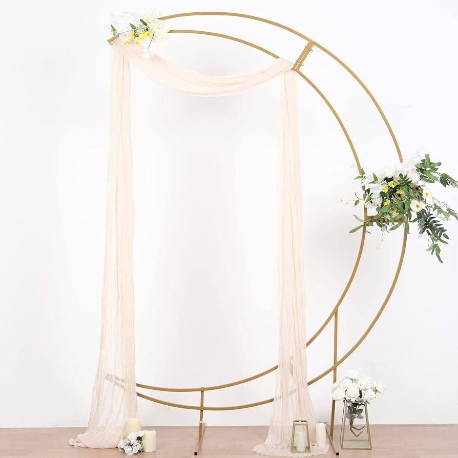 TABLECLOTHSFACTORY 7.5ft Gold Metal Crescent Moon Wedding Arch Stand, Curved Flower Balloon Frame | Amazon (US)