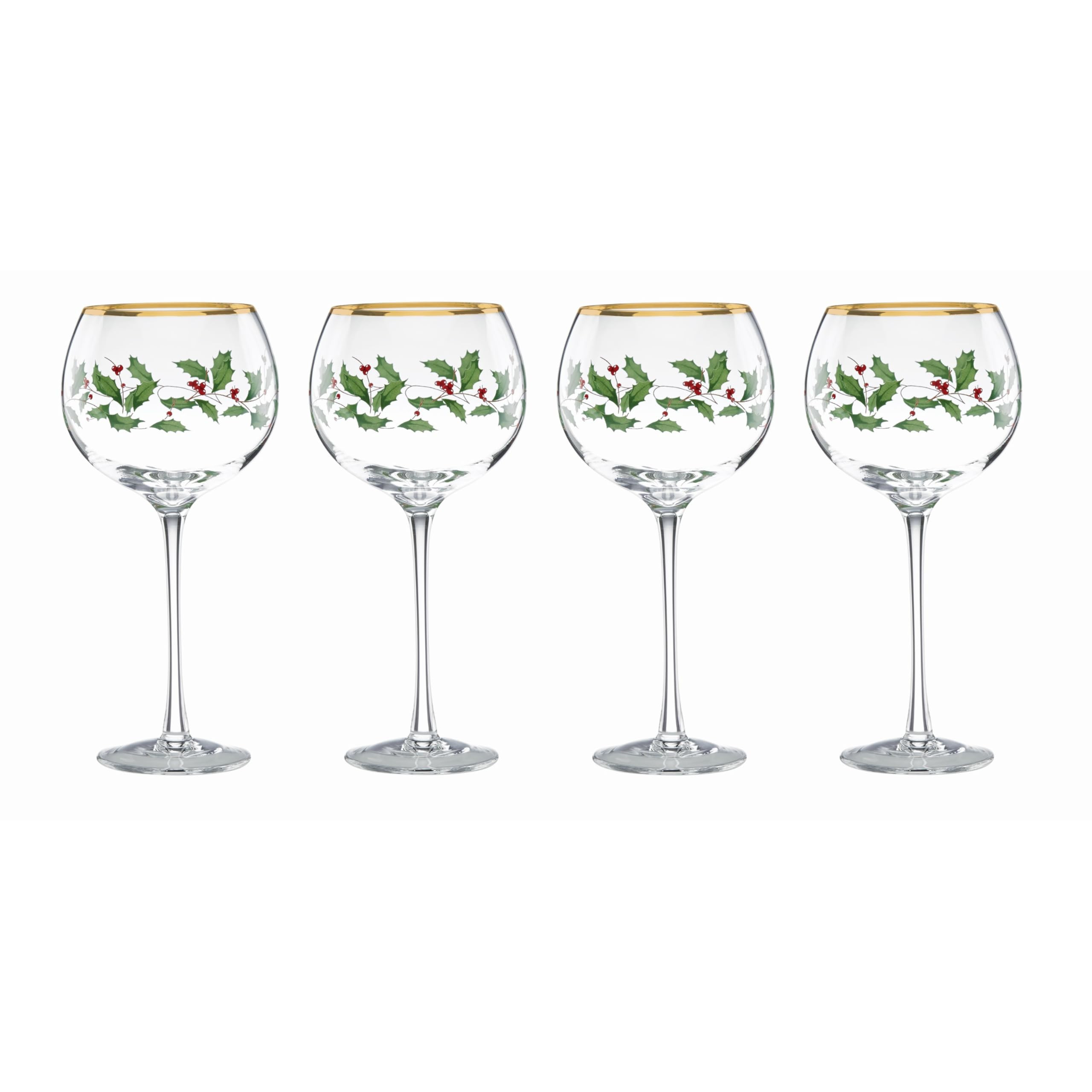 Lenox Drinkware, Holiday 4-Piece Wine Balloon Glass Set, Set Of 4, 16 Oz Capacity, Made From Glas... | Amazon (US)
