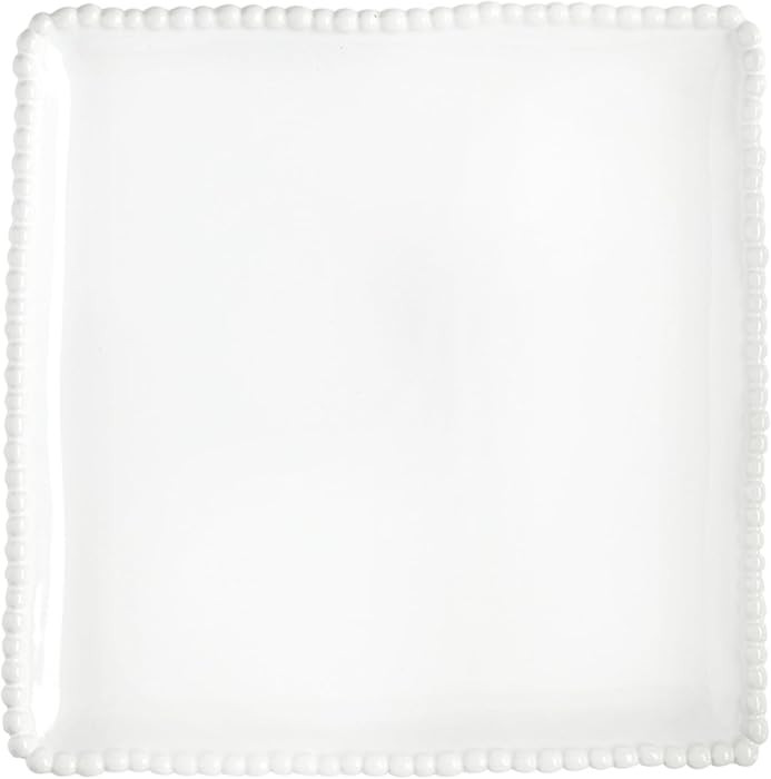 Santa Barbara Design Studio Serving Platter - Square Ceramic Tray with Beaded Rim, 10", White | Amazon (US)