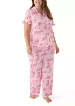 Crown & Ivy™ Plus Size Notch Ruffle Pajama Set | Belk