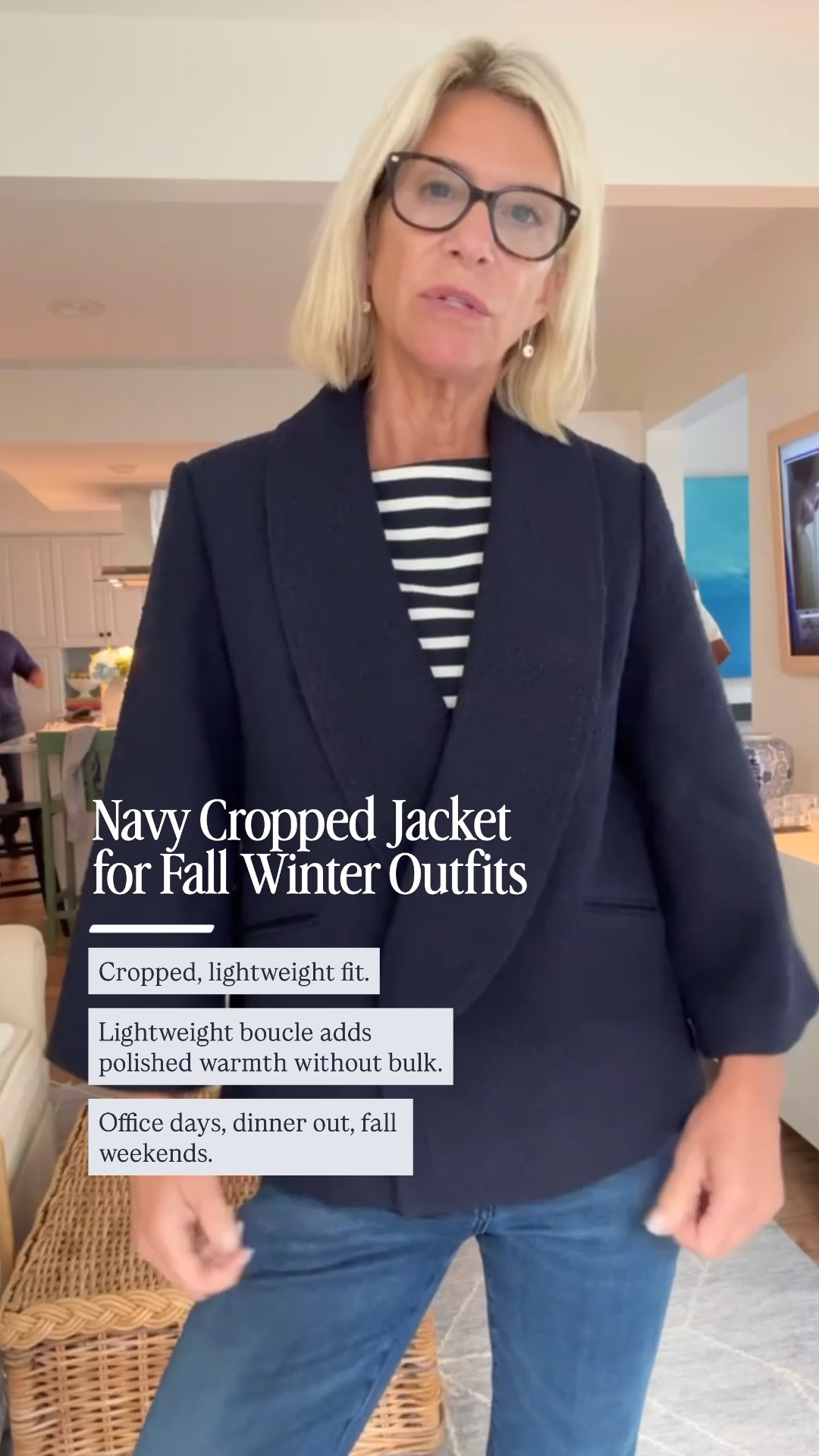 If you’re looking for a versatile navy jacket you’ll reach for often, this one is worth a closer look.

👩‍💻 LTK PRO TIPS 
❤️ Heart = Support my posts ;-) 
🔖 Save = Get sale & restock alerts for the things you love! 
📋 Lists = Keep favorites organized (List ideas: Christmas, Birthdays, and Vacations!) 📲 Share = Send lists and products to a friend (or your daughters like me). 
💬 Comment = Ask me anything, and I’ll answer. ;-)

#LTKootd #LTKSeasonal #LTKOver40