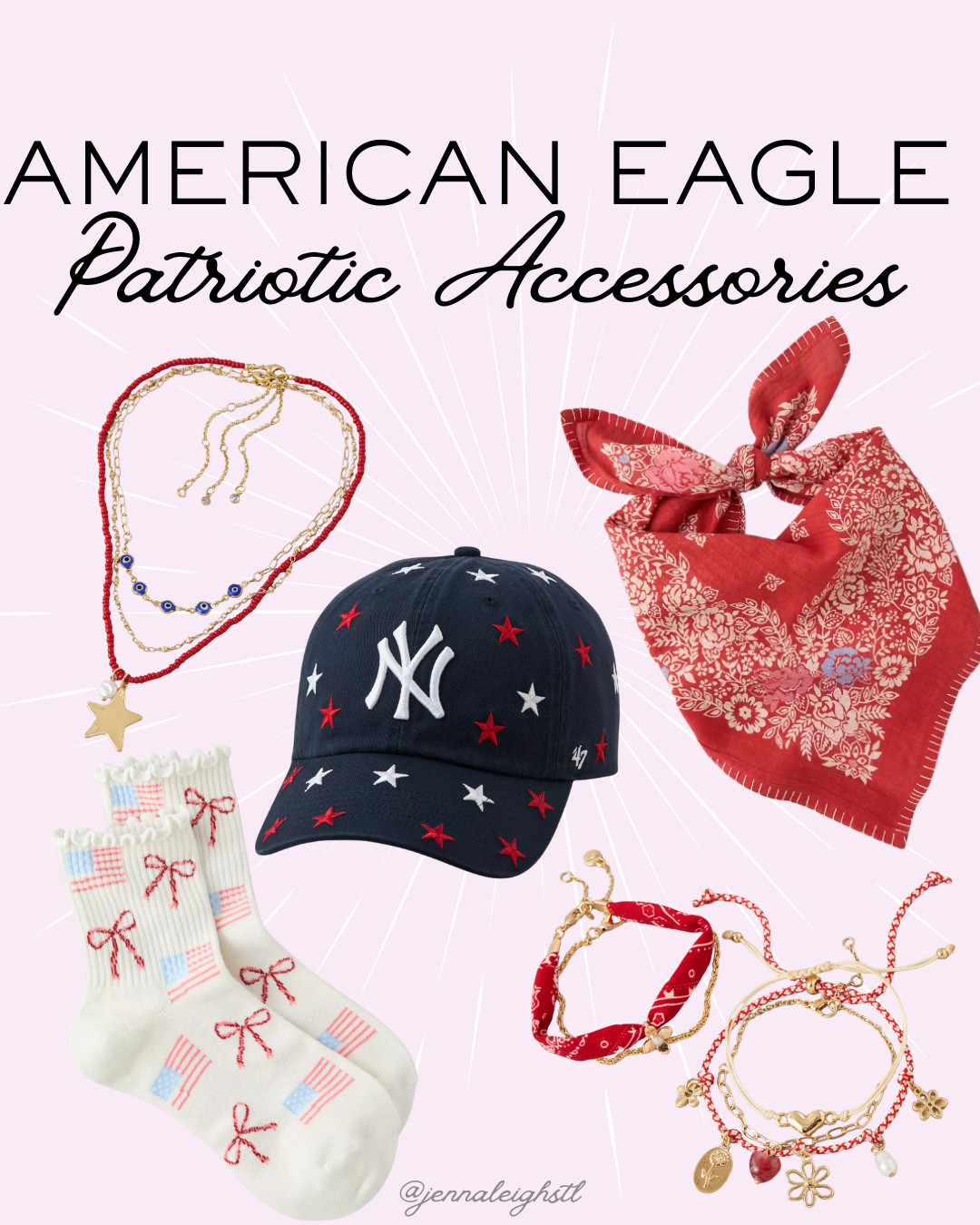 American Eagle patriotic accessory finds are so good right now. So many fun red, white, and blue hats, jewelry, scarves, and little details to style with your summer outfits. 

 #LTKgrwm #LTKSeasonal #LTKMidsize