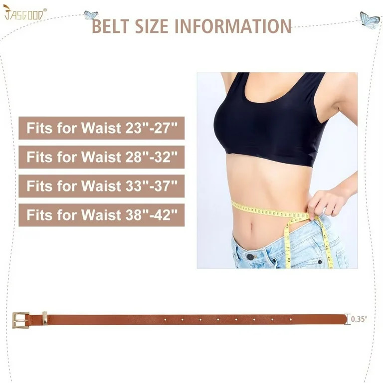 2 Pack JASGOOD Skinny Leather Belt for Women Thin Waist Belts for Dresses Pants Jeans | Walmart (US)
