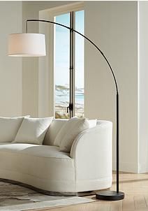 Cora Black Finish Modern Arc Floor Lamp by 360 Lighting | LampsPlus.com