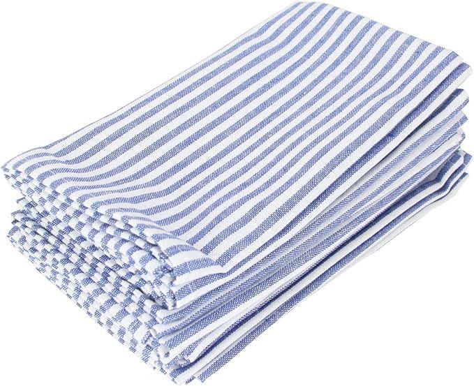 INFEI Plain Striped Cotton Linen Blended Dinner Cloth Napkins - Set of 12 (40 x 30 cm) - for Even... | Amazon (US)