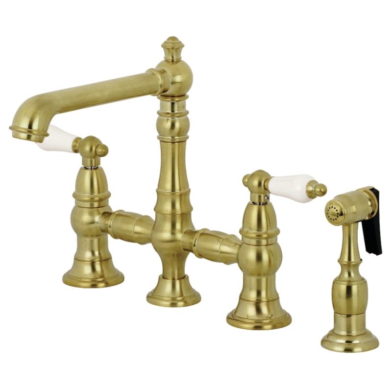 Kingston Brass KS727.PLBS English Country 1.8 GPM Widespread Bridge Kitchen Faucet - Includes Side S | Build.com, Inc.