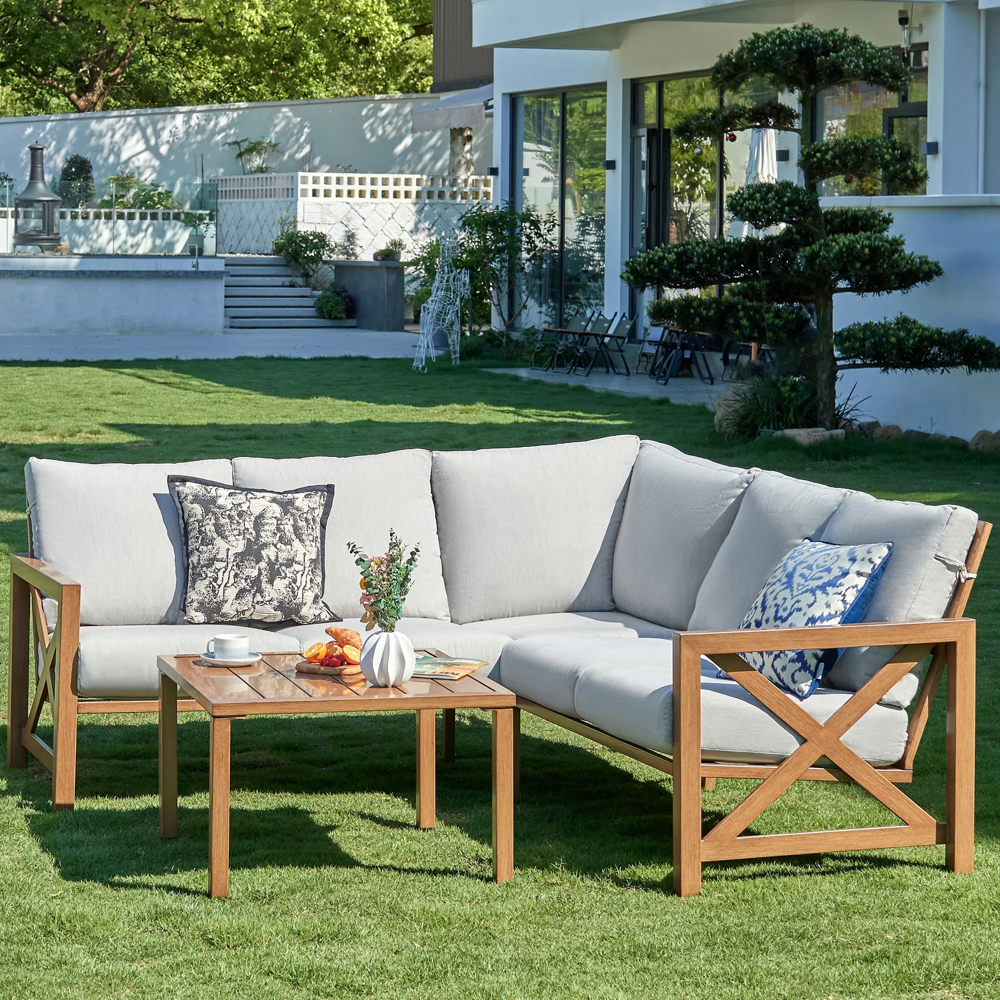 Longshore Tides Nolensville Outdoor 5-Person L-Shaped Patio Conversation Set & Reviews | Wayfair | Wayfair North America
