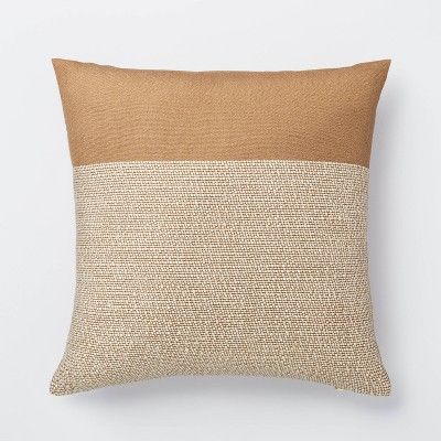 Color Block Square Throw Pillow Cream/Brown - Threshold&#8482; designed with Studio McGee | Target