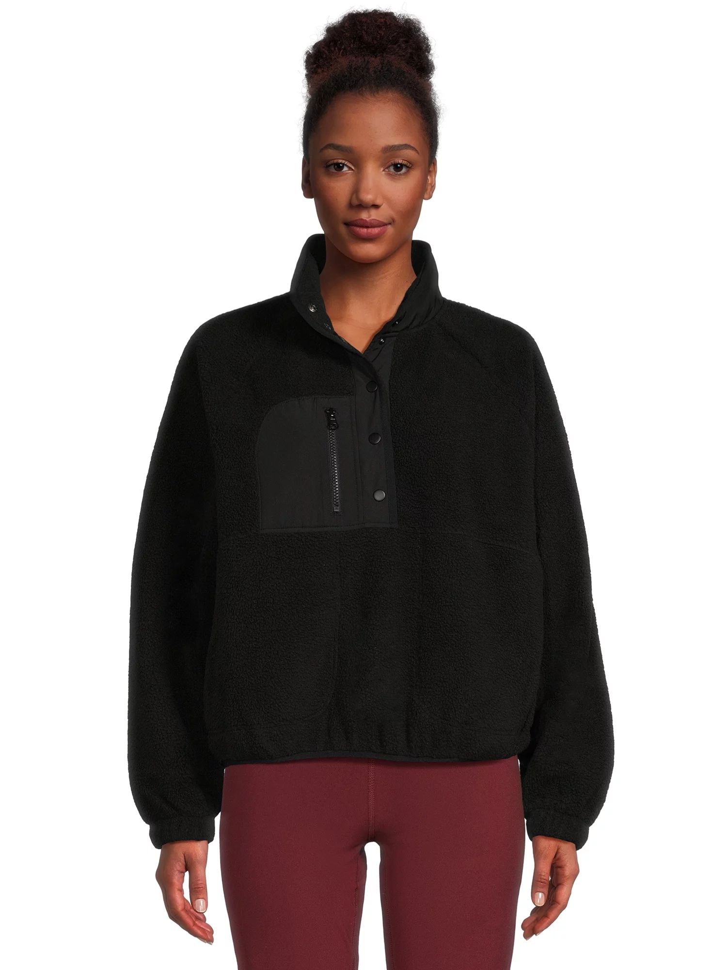 Avia Women's Outdoor Faux Sherpa Pullover Jacket, Sizes XS-XXXL | Walmart (US)