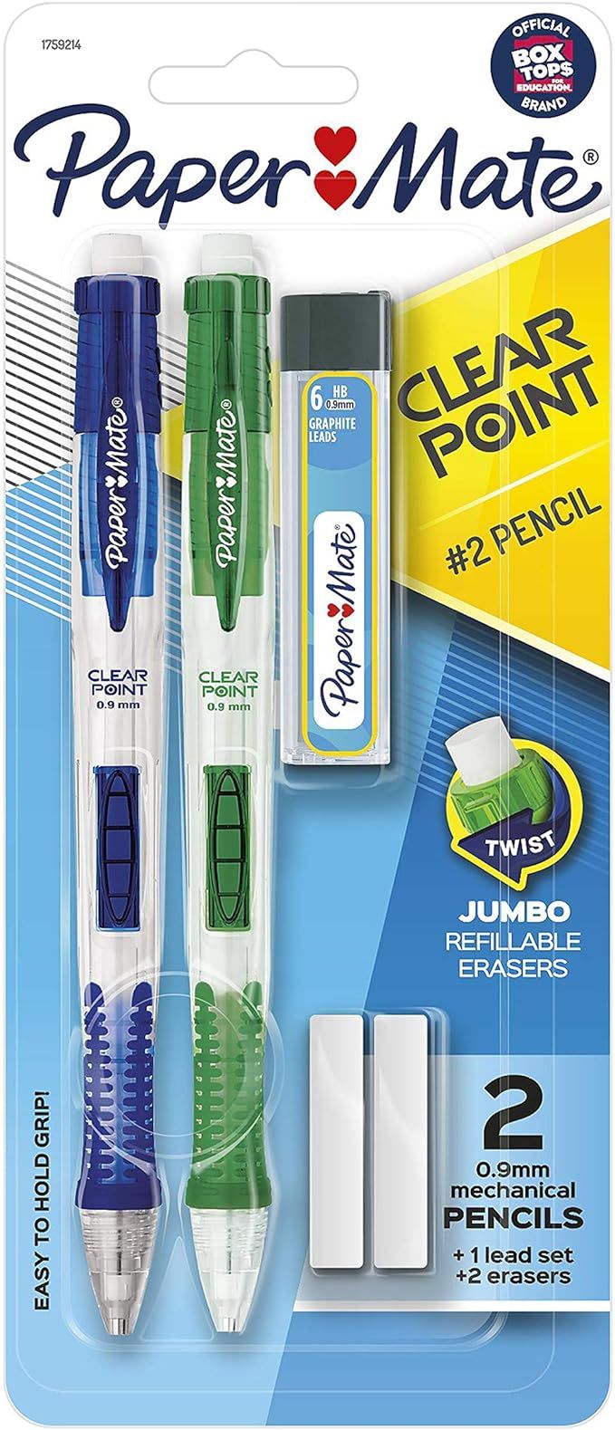 Paper Mate Clearpoint Mechanical Pencils and Lead Refills, 0.9 mm #2 Pencil | Pencils for School ... | Amazon (US)