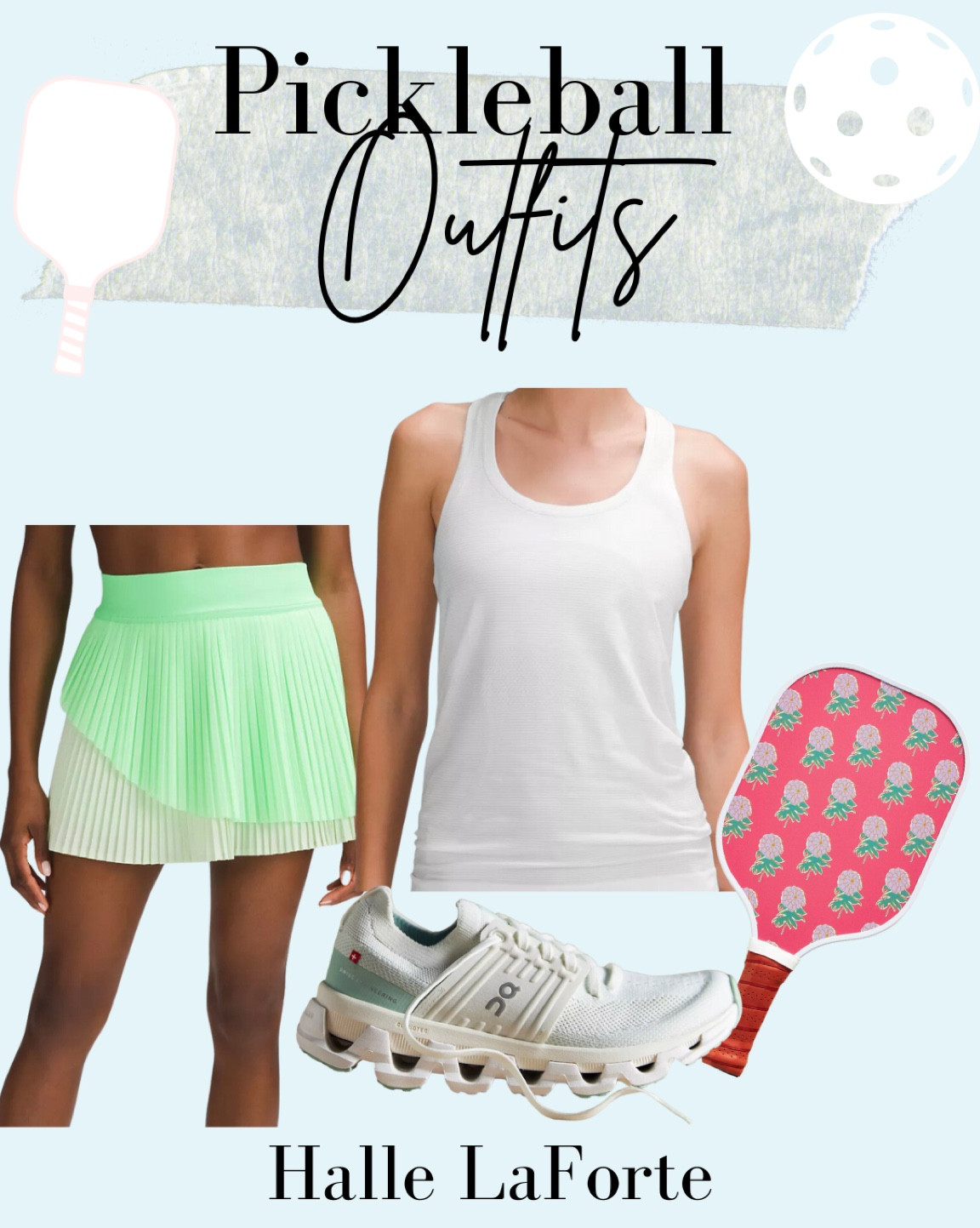 Pickleball
Lululemon athletic skirt 
Skort 
Lululemon tank top 
Athletic outfit 
Tennis outfit 
Tennis shoes sneakers 
Pickleball paddle

#LTKFitness #LTKFind #LTKSeasonal