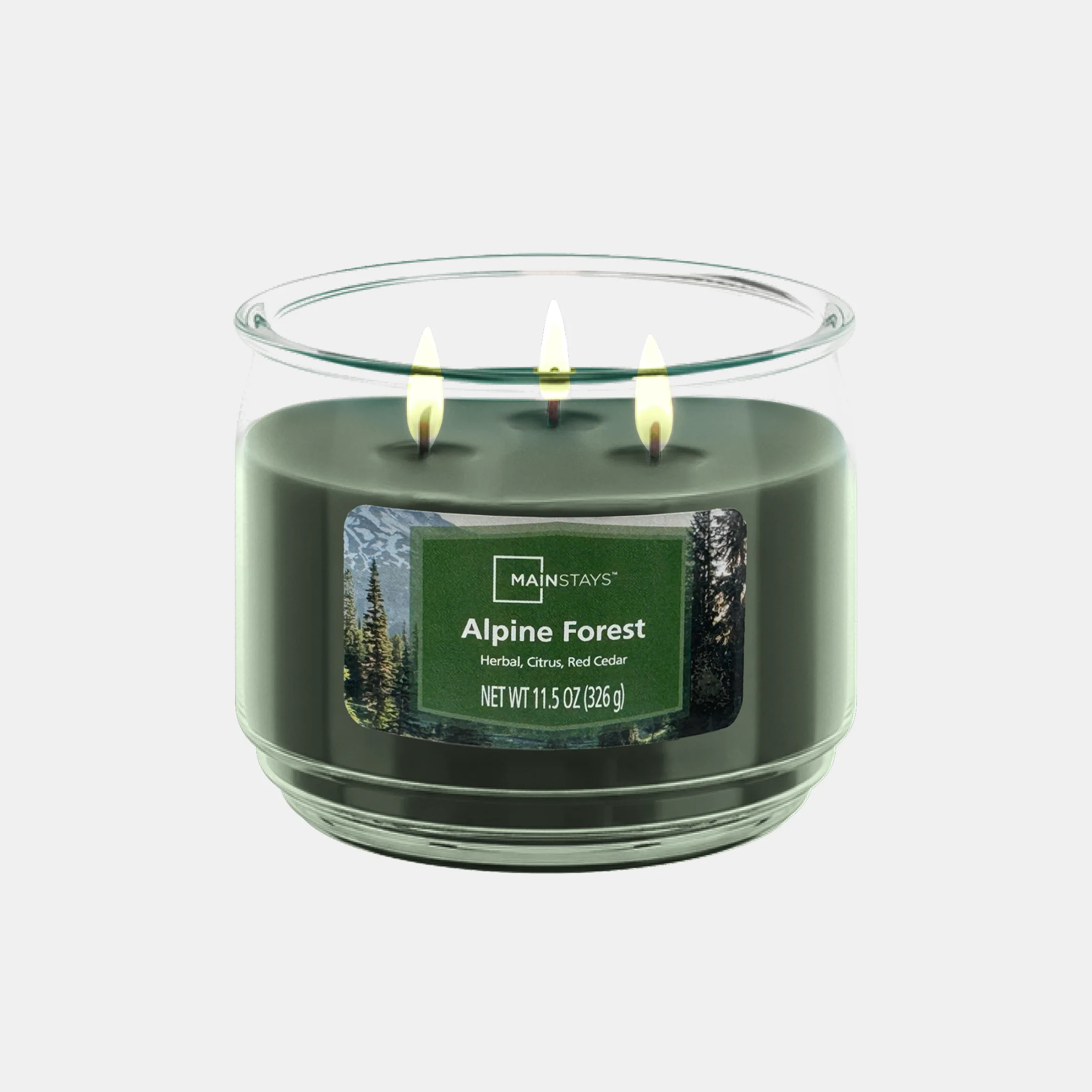 Mainstays 3-Wick Scented Glass Jar Candle, Alpine Forest, 11.5oz. | Walmart (US)