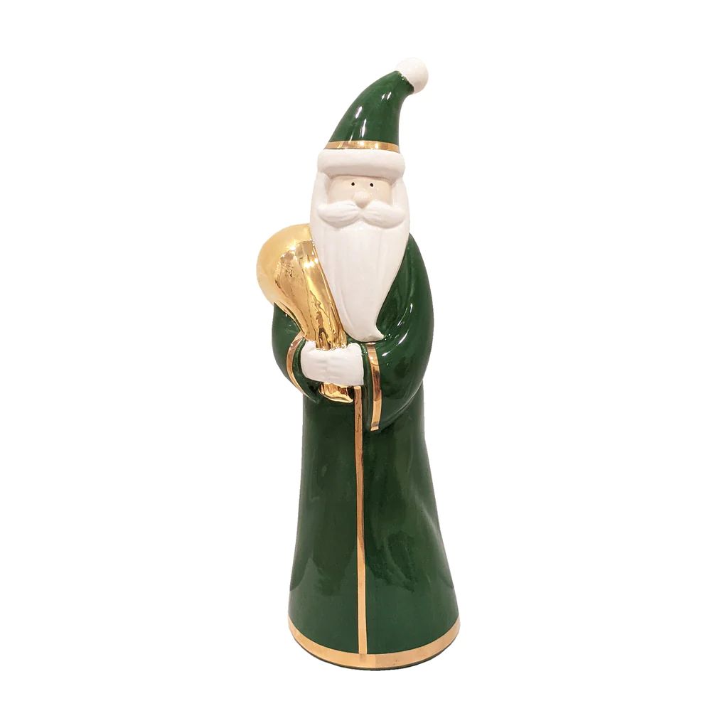Holiday Green Santa with 22K Gold Accents | Lo Home by Lauren Haskell Designs