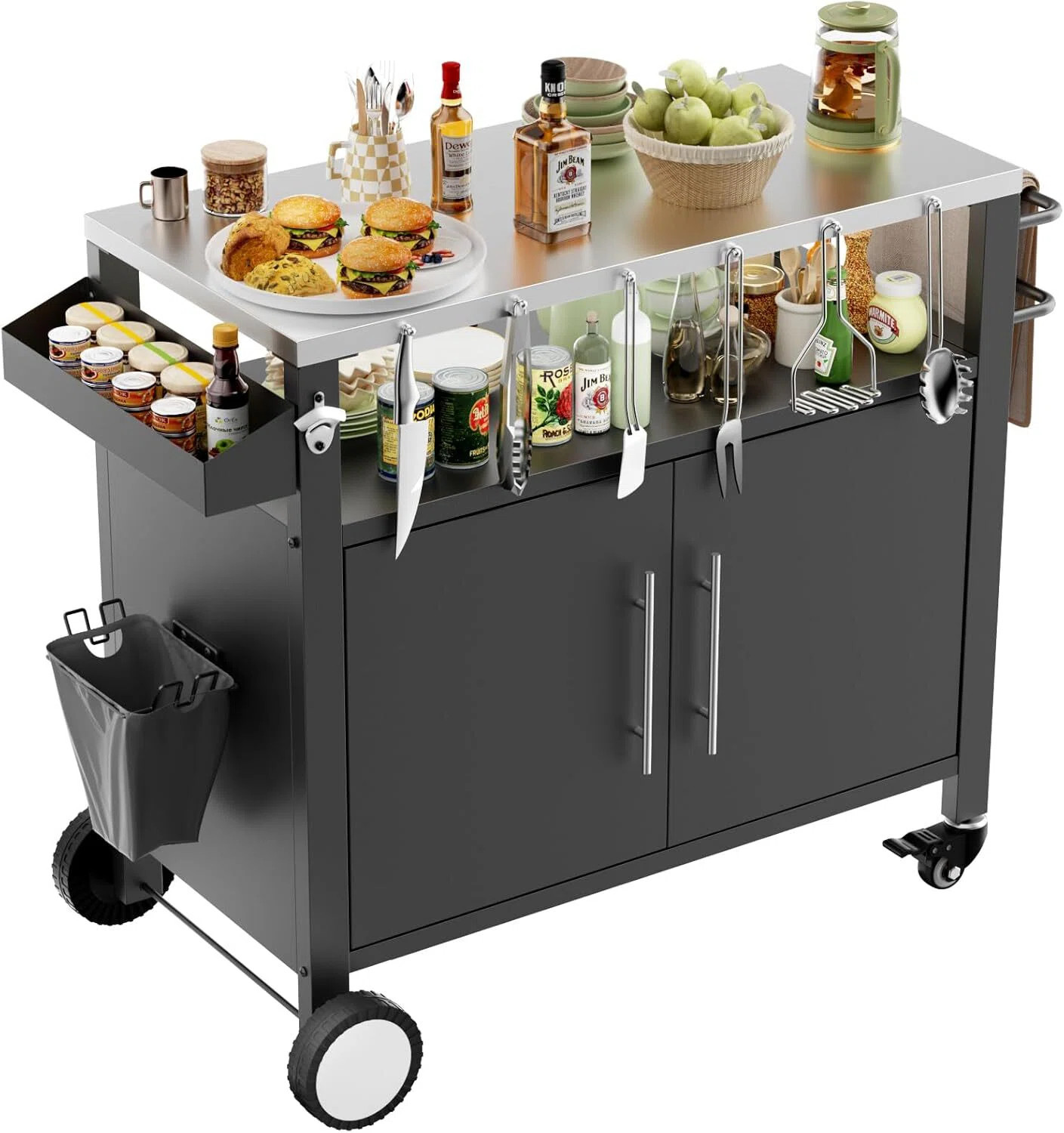 Outdoor Grill Cart with Patio Furniture, Outdoor Grill Table with Storage,Rolling Bar Cart Outdoo... | Wayfair North America