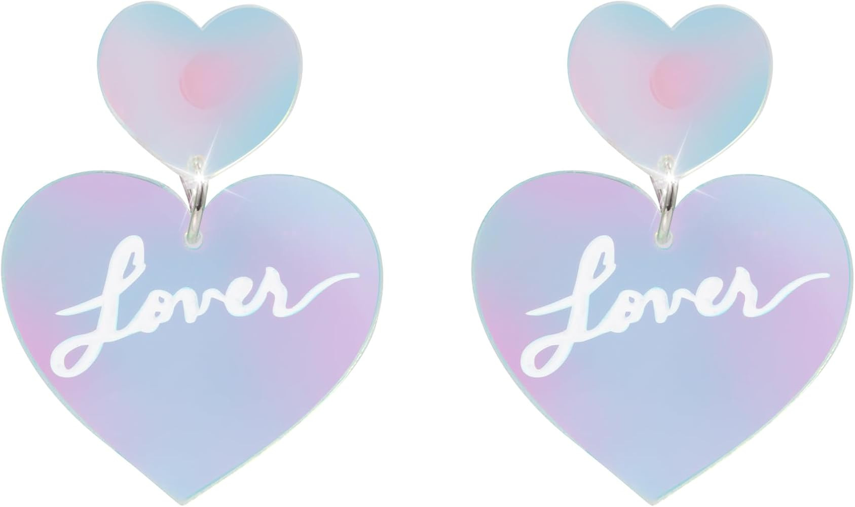 Pink Acrylic Earrings Dangle Heart Earring 80s Pink Love Drop Earrings TS Concert Accessories Jew... | Amazon (UK)