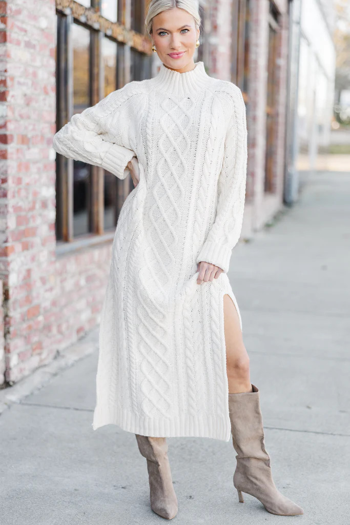 Let It All Go Cream Sweater Midi Dress | The Mint Julep Boutique