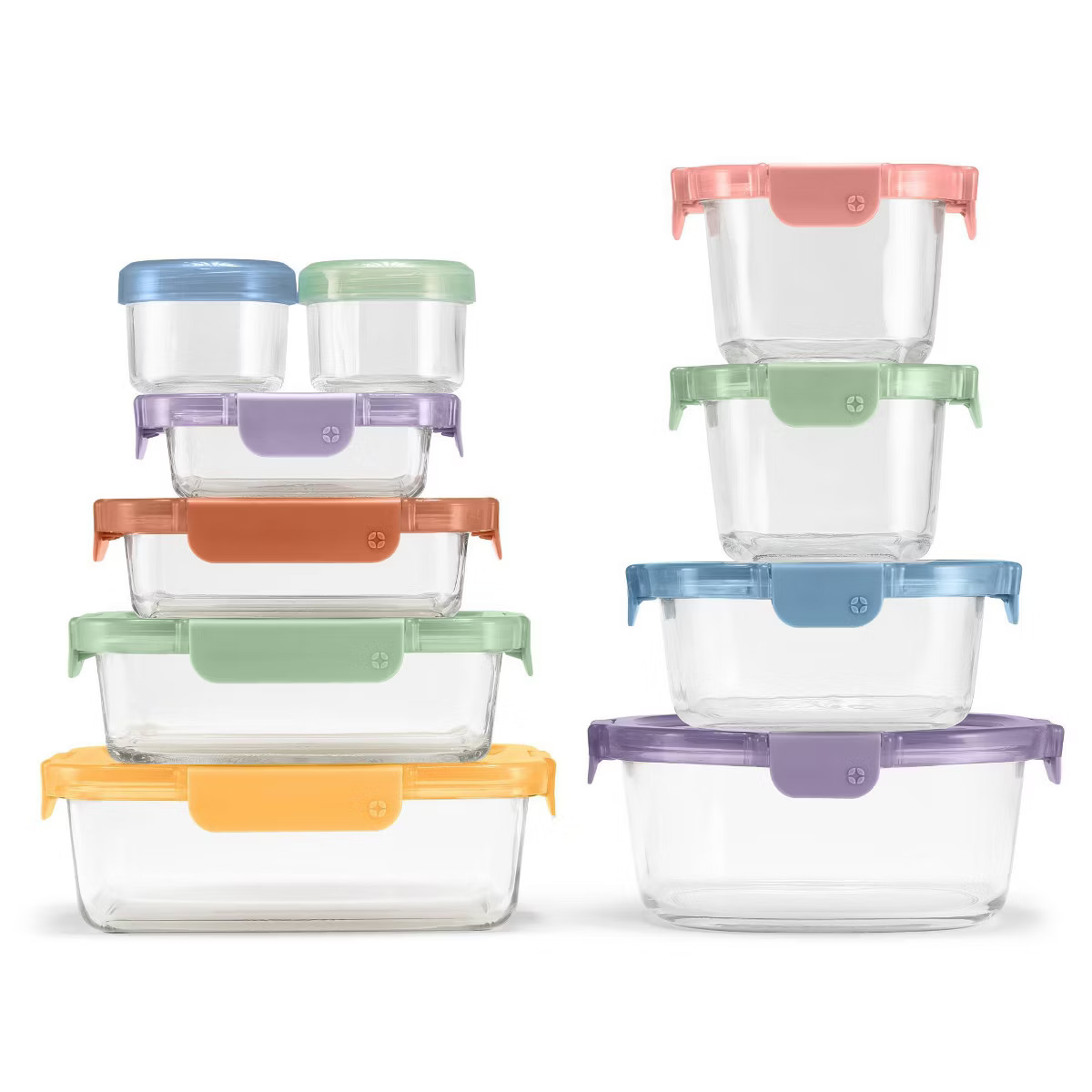 Ello 20pc Color Lock Mixed Food Storage Container Set: Glass & Polypropylene, Multicolored, Micro... | Target