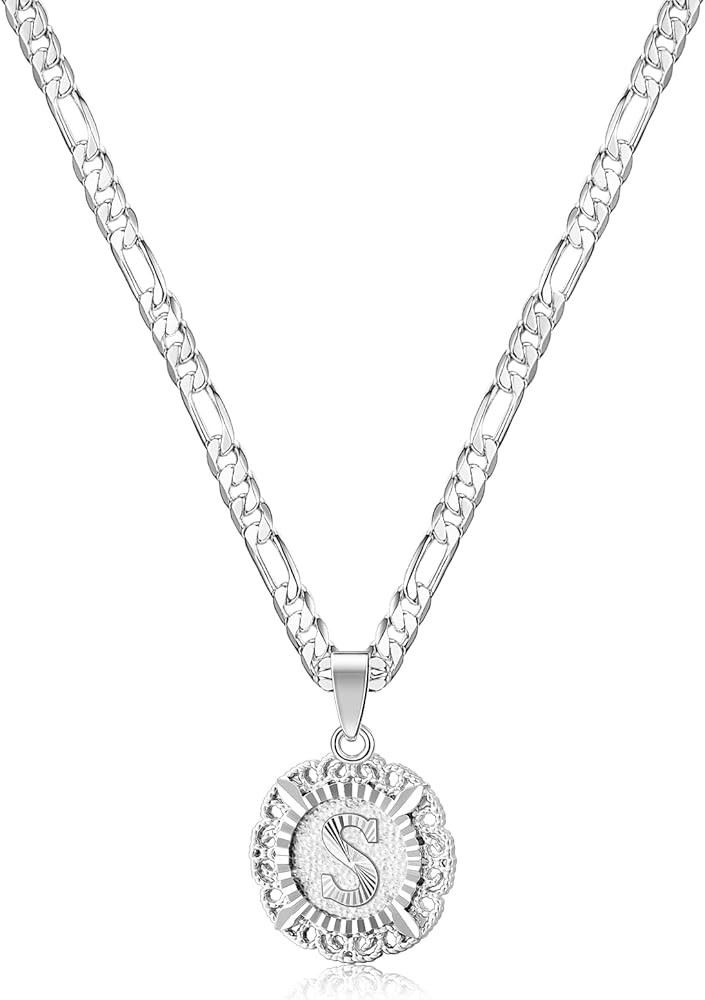 KissYan Initial Necklaces for Women, 14K Gold Plated Round Letter Pendant Capital Monogram Neckla... | Amazon (US)