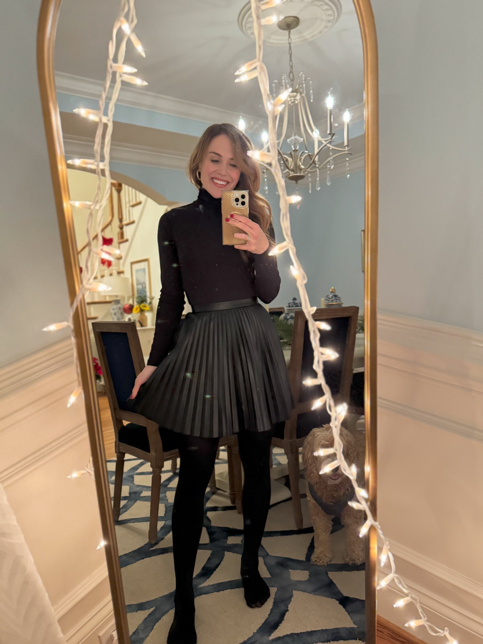 Black on black on black. I’m in a small in the turtleneck, and I wear it all the time.

#LTKFindsUnder100 #LTKHoliday #LTKWorkwear