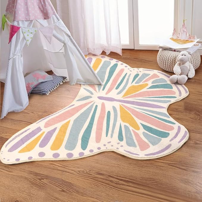 Lukinbox Butterfly Kids Rugs for Girls Bedroom Ultra Soft Kids Play Mat for Kids Room, Colorful N... | Amazon (US)