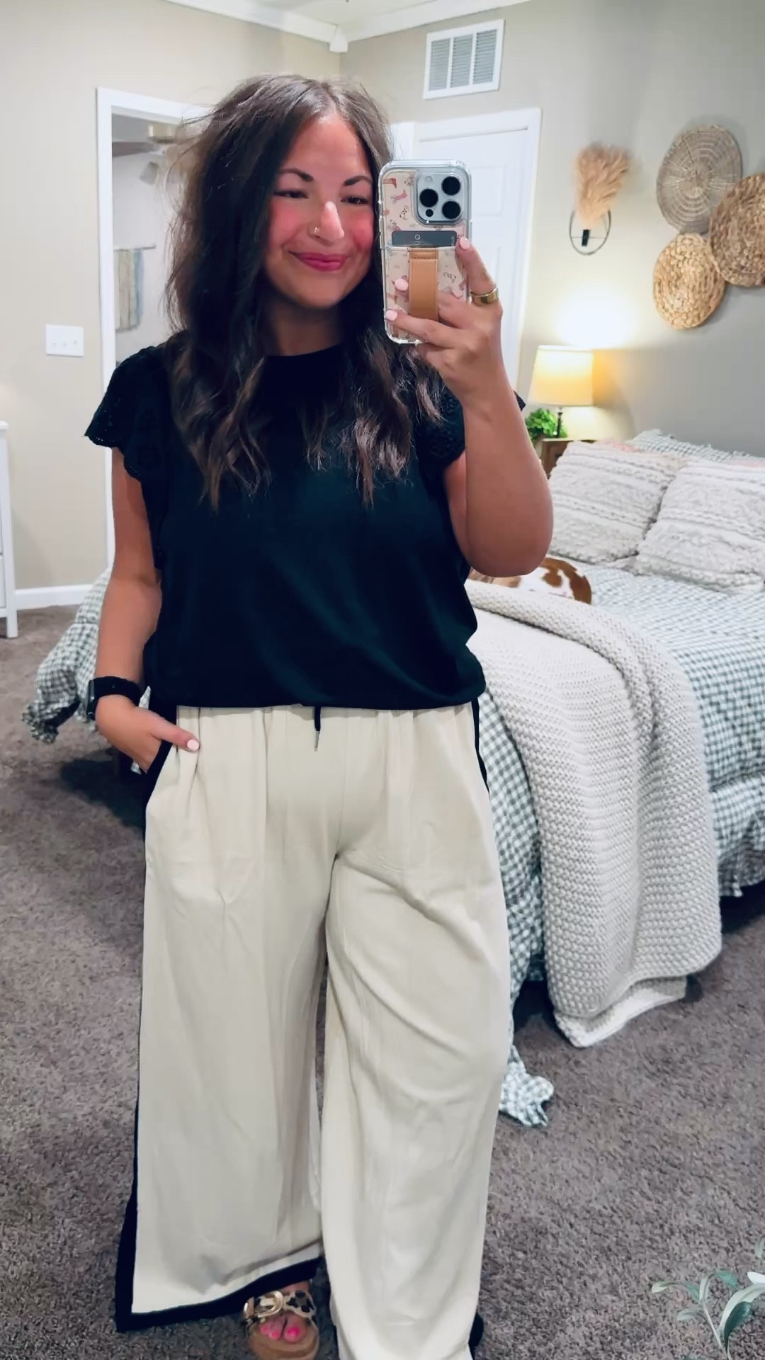 Neutral OOTD that’s perfect for the classroom 🤎 effortless, comfy, and still put together! 

sandals: fit true to size // wearing a 5
pants: fit oversized // wearing a large
blouse: fits true to size // wearing a large 

 #LTKootd #LTKMidsize #LTKWorkwear