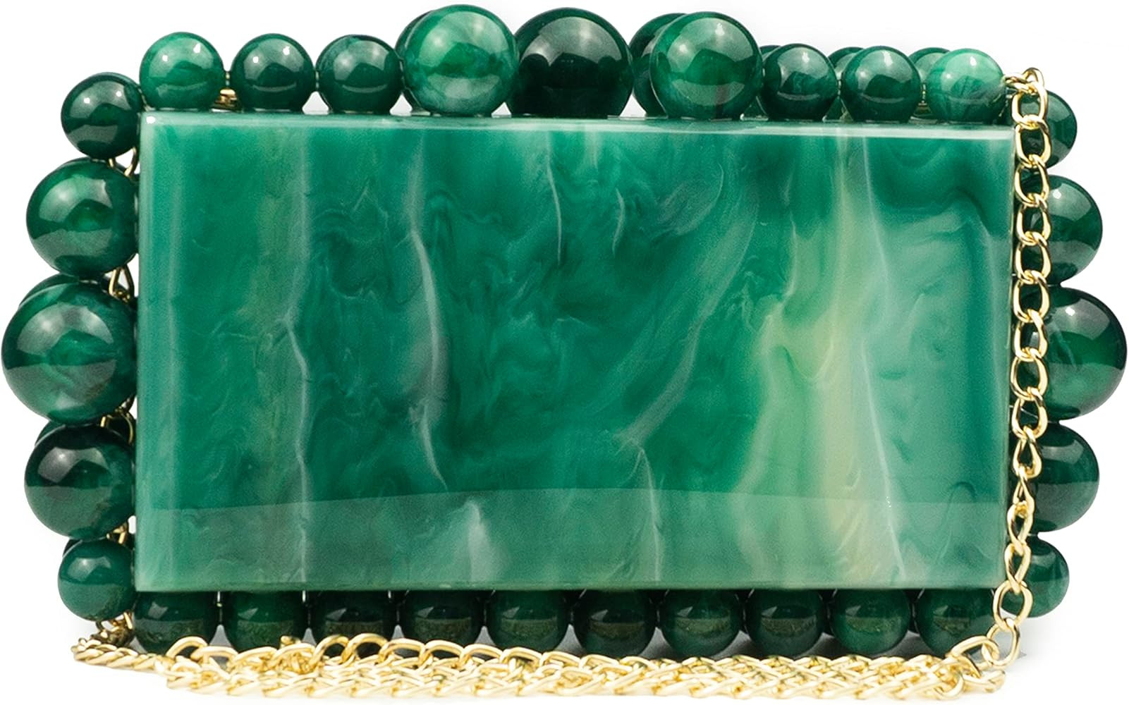 Rejolly Acrylic Clutch Purse for Women Beads Square Box Pearly Bauble Evening Handbag for Wedding Co | Amazon (US)