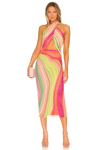 AFRM Tana Midi Dress in Abstract Spring Wave from Revolve.com | Revolve Clothing (Global)