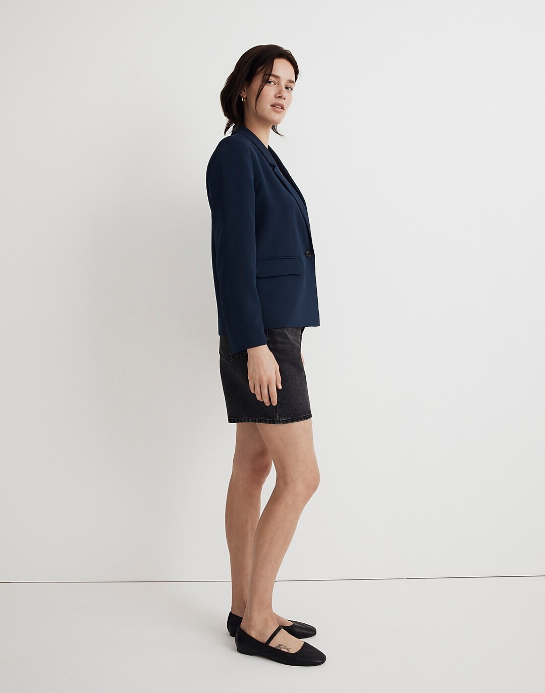 The Dorset Crop Blazer in Easygoing Crepe | Madewell