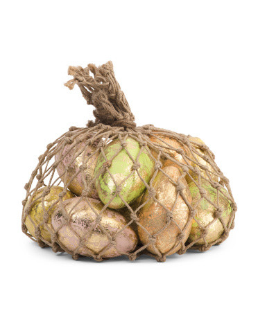 Set Of 12 Wooden Eggs In Netty Bag | Marshalls