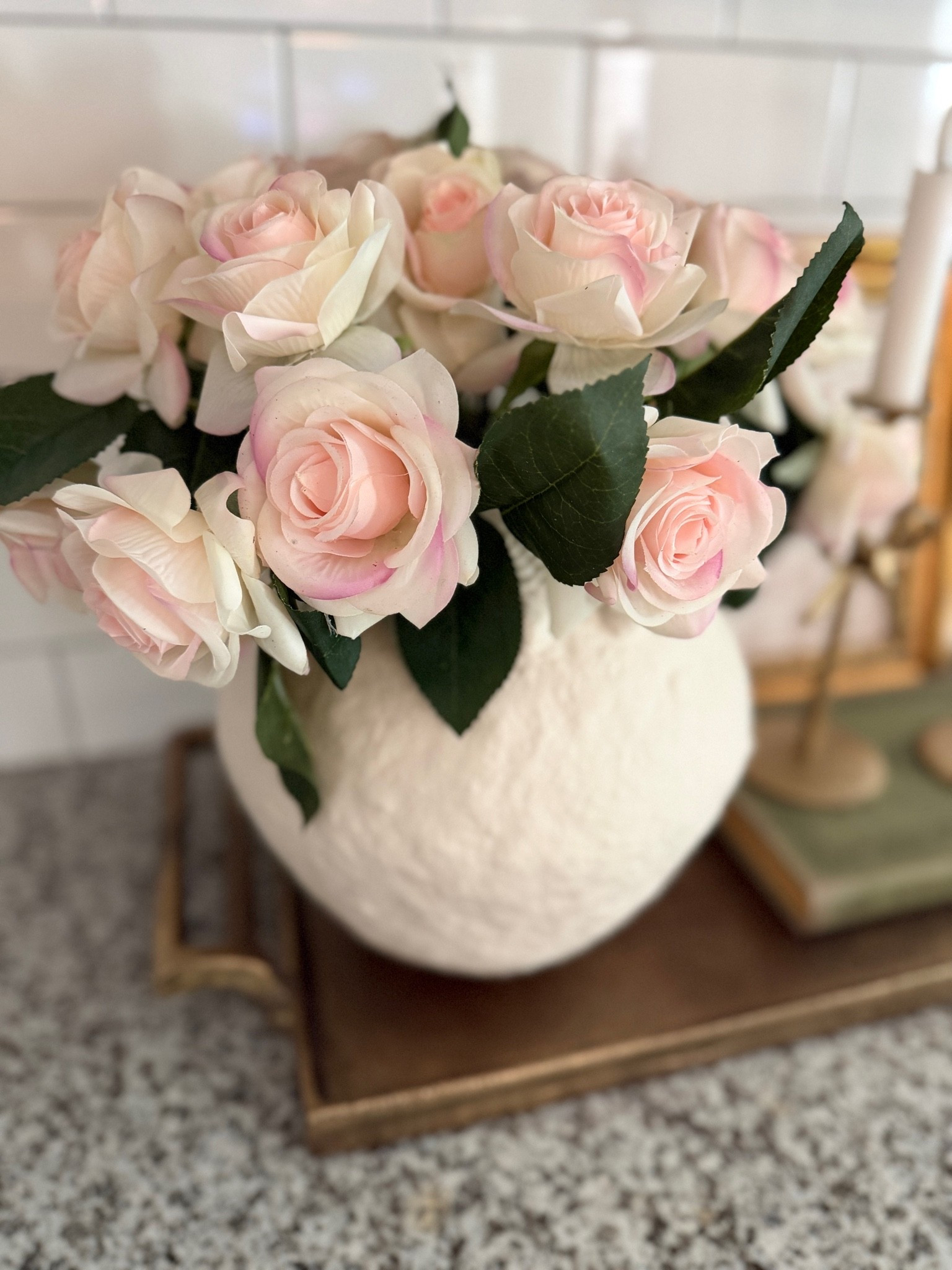 Can you believe these roses are faux? They look so real you will fool everyone! They are real touch and are simply stunning!