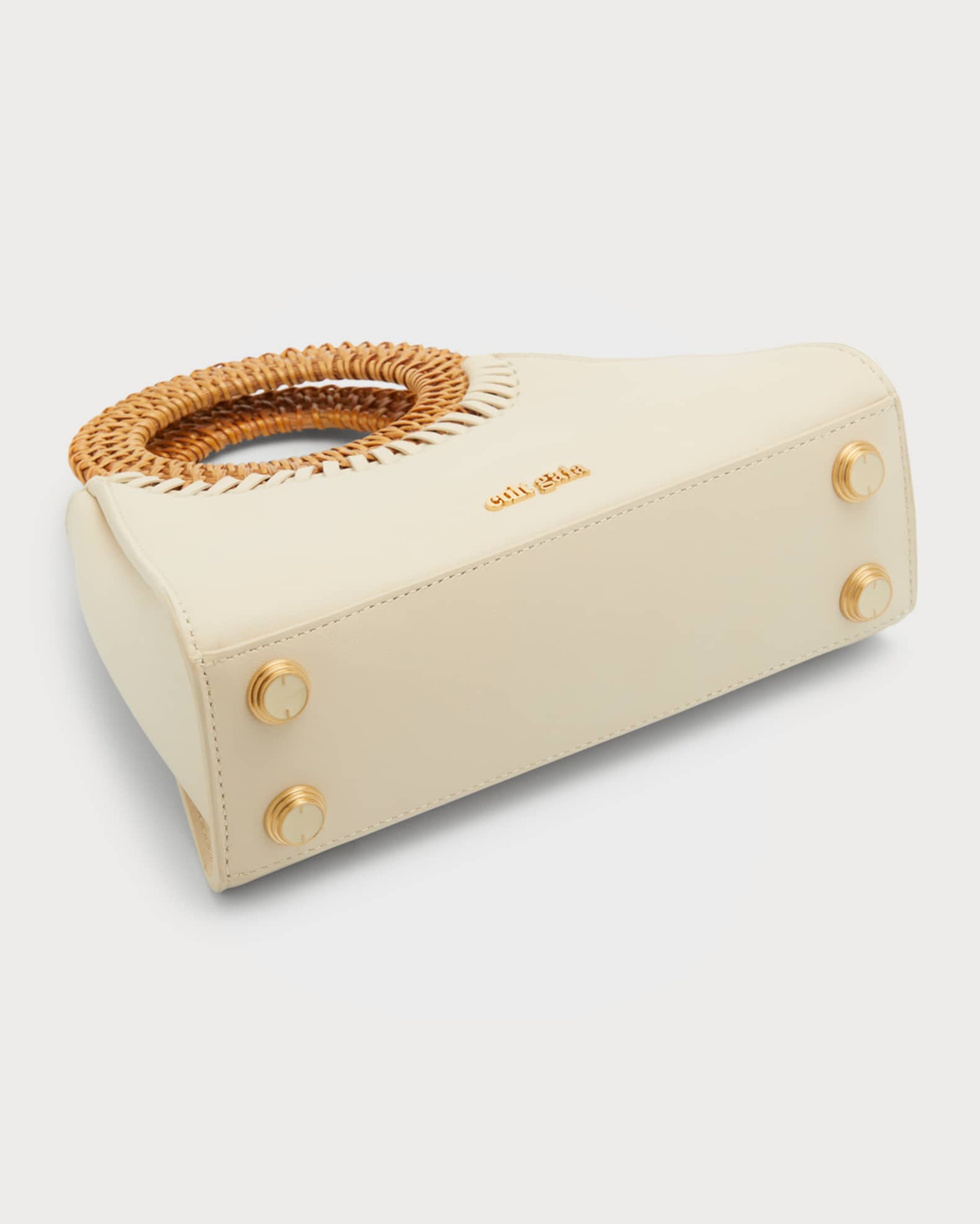 Cult Gaia Chiara Mini Ring Rattan & Faux-Leather Crossbody Bag | Neiman Marcus