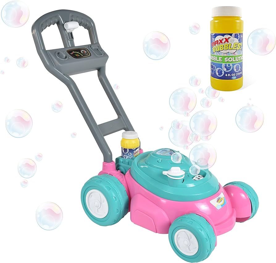 Sunny Days Entertainment Bubble-N-Go Toy Lawn Mower with Refill Solution | Pink Bubble Blowing To... | Amazon (US)